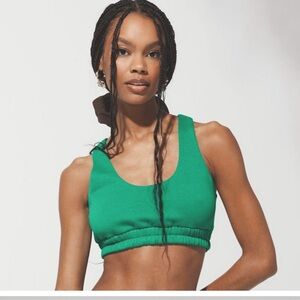 ALO Yoga Sweatshirt Bra. Emerald Grern. Size S. Worn once. Like New.